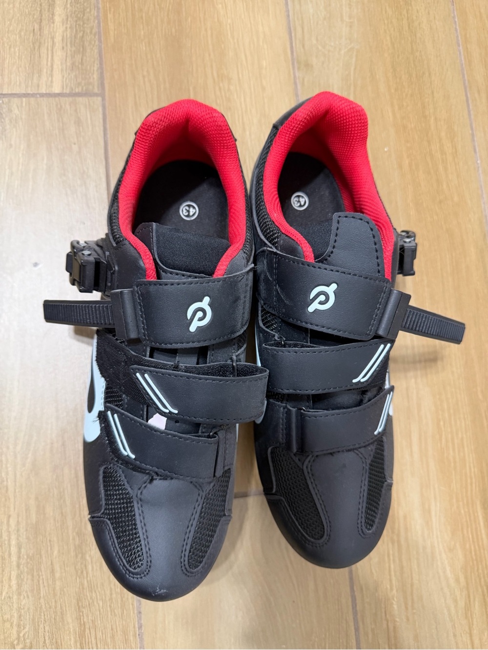 P Kids Black and Red Athletic Shoes with Hook-and-Loop Straps